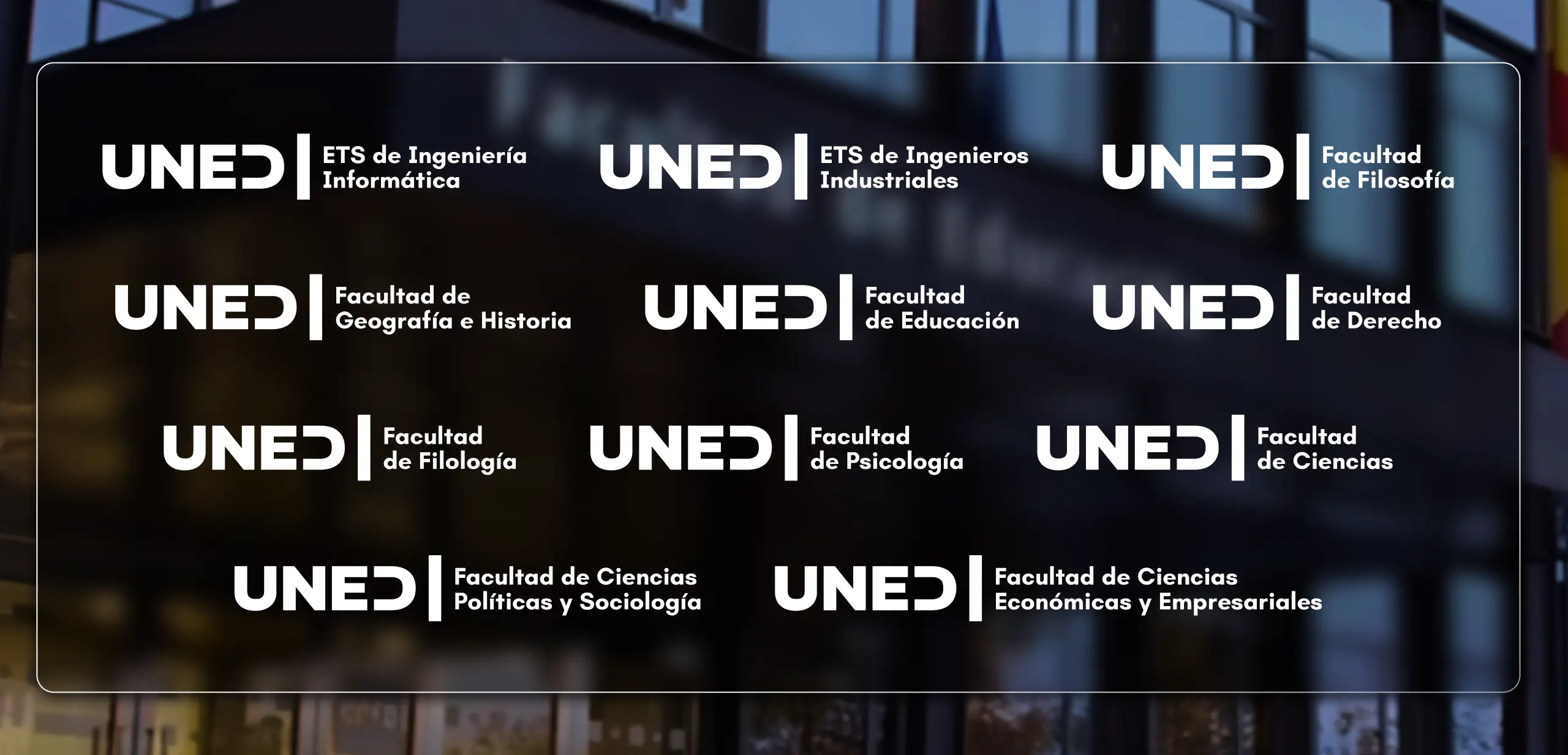 Variantes del logo rediseñado por cada facultad de la universidad